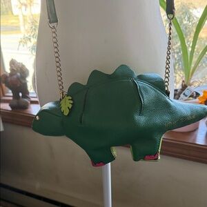 Betsey Johnson Dinosaur Crossbody Bag with Leather & Gold Chain Strap